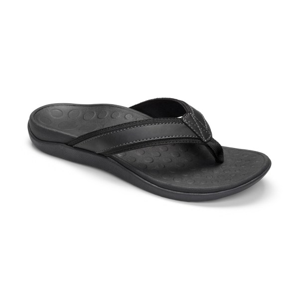 Vionic Sandals Ireland - Tide Toe Post Sandal Black - Mens Shoes Ireland | TEWNA-4961